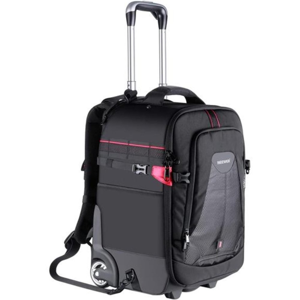 2-in-1 Rolling Camera Backpack Trolley Case - Anti-Shock Detachable Padded